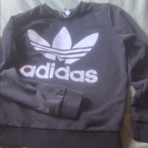 adidas Black Crewneck Sweatshirt with White Trefoil